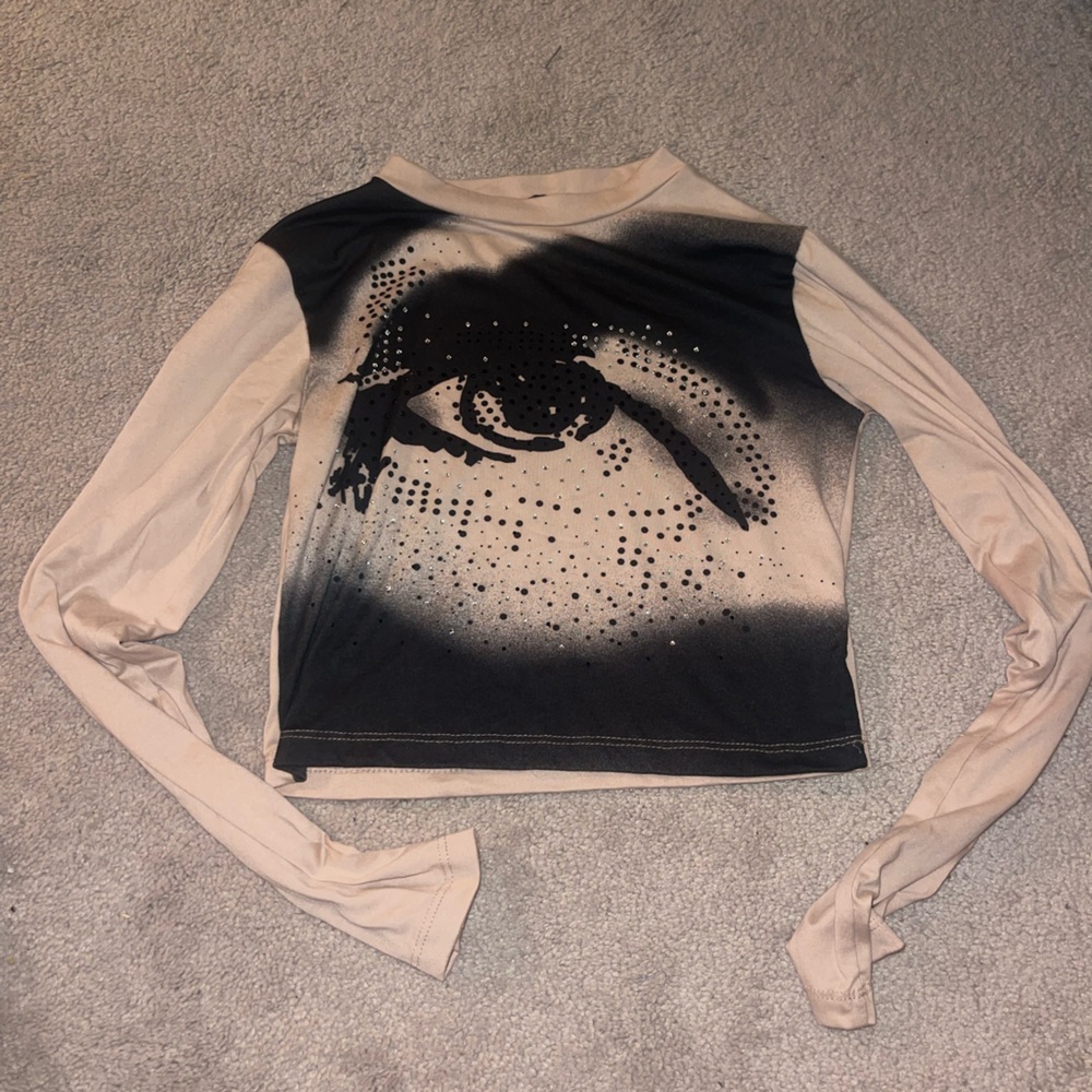 Fashion Nova Black and White Graphic Long Sleeve Shirt